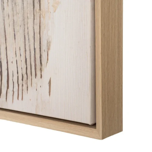 Tableau abstrait beige et vert peint à la main Ixia 100 × 100 cm — vue 5