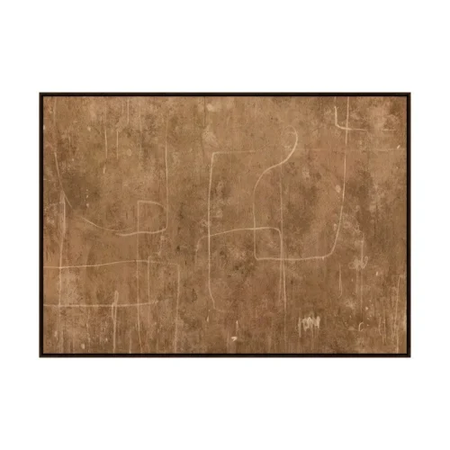 Tableau abstrait brun ocre impression sur toile Ixia 140 × 100 cm