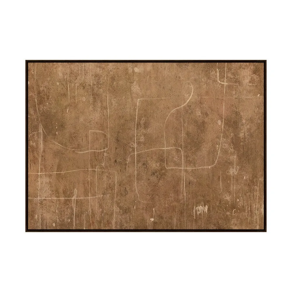 Tableau abstrait brun ocre impression sur toile Ixia 140 × 100 cm