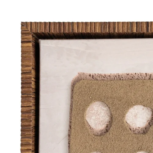 Tableau abstrait relief points et bâtonnets beige et marron Ixia 80 × 120 cm — vue 2