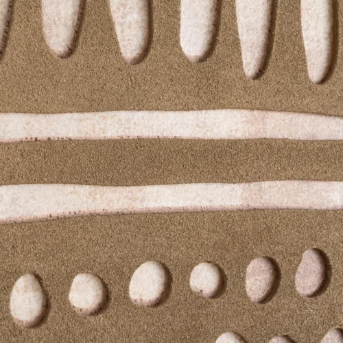 Tableau abstrait relief points et bâtonnets beige et marron Ixia 80 × 120 cm — vue 3