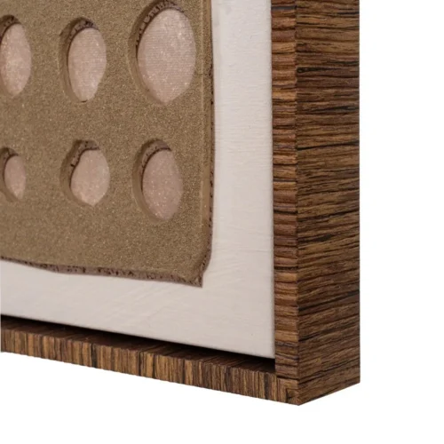 Tableau abstrait relief points et bâtonnets beige et marron Ixia 80 × 120 cm — vue 5