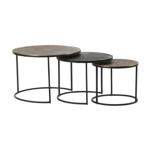 Tables Basses Yuli Dorée/Noire/Cuivrée S/3 Athezza