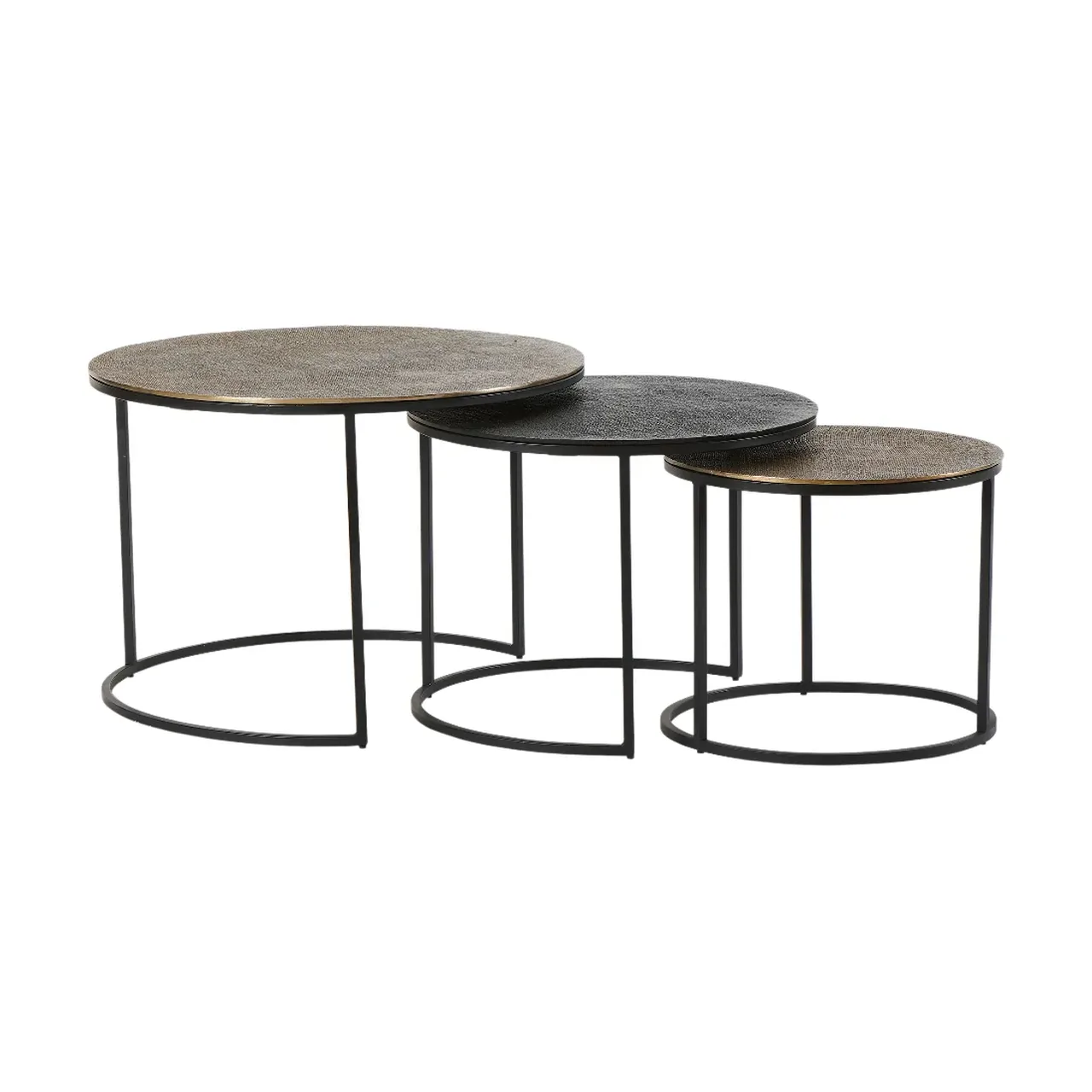 Tables Basses Yuli Dorée/Noire/Cuivrée S/3 Athezza