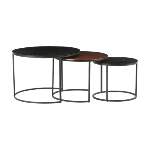 Tables Basses Yuli Noire/Dorée/Noire S/3 Athezza — vue 2