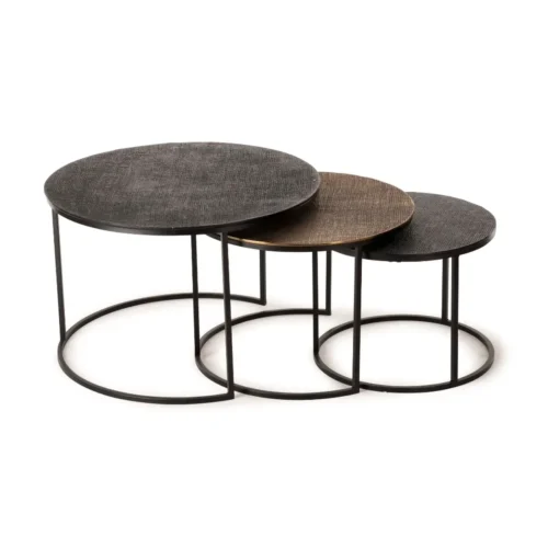 Tables Basses Yuli Noire/Dorée/Noire S/3 Athezza — vue 3