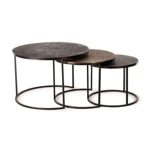Tables Basses Yuli Noire/Dorée/Noire S/3 Athezza — vue 4