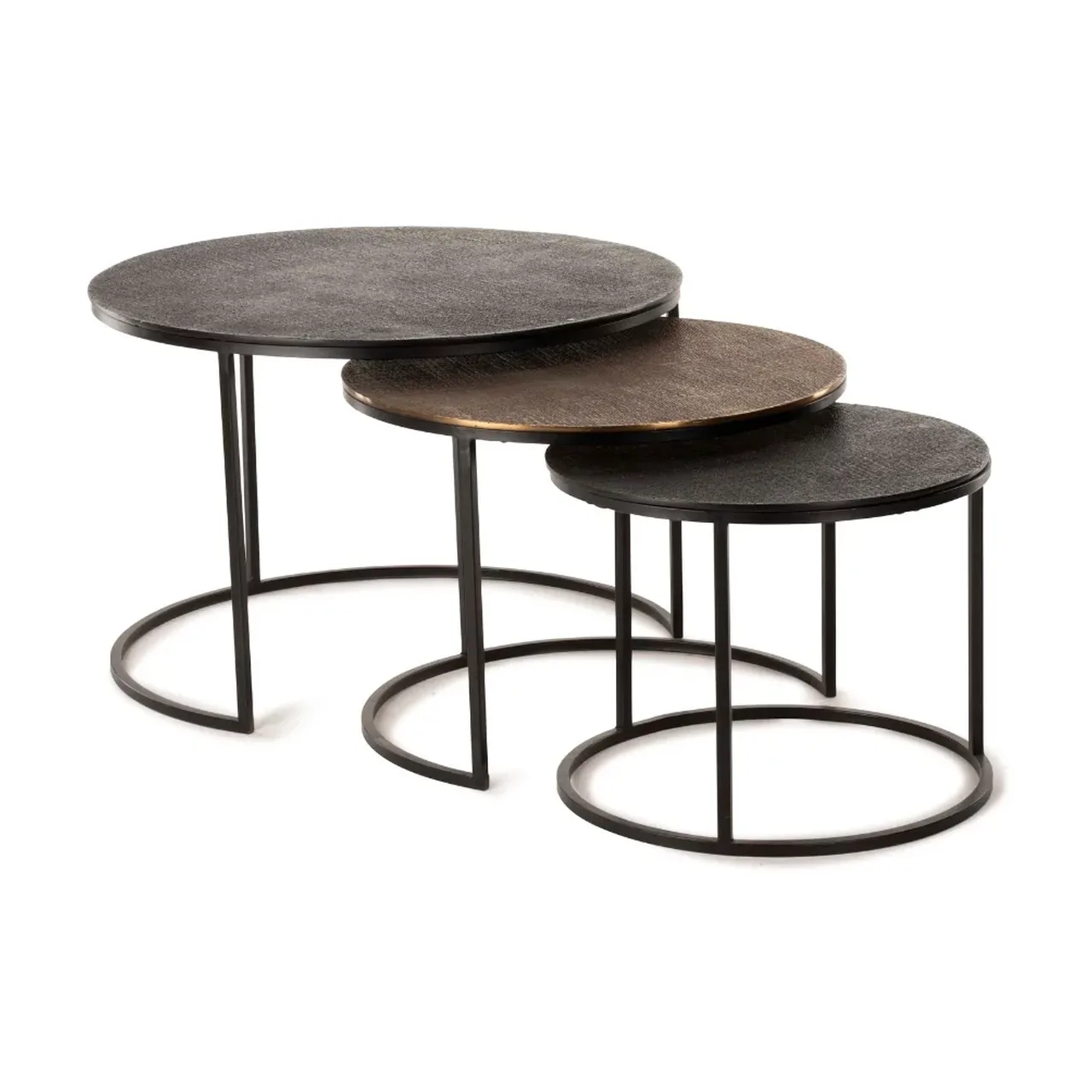 Tables Basses Yuli Noire/Dorée/Noire S/3 Athezza