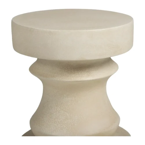 Bout de canapé balustre aspect pierre beige clair tourné Ethan Chloé 46 cm — vue 4