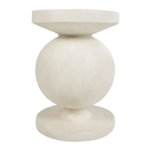 Bout de canapé aspect pierre crème à renflement sphérique Ethan Chloé 57 cm — vue 3