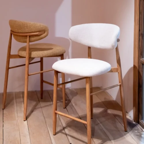 Tabouret Bar Georgia Beige Pied Naturel Athezza — vue 6