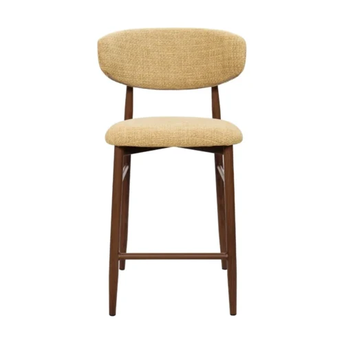 Tabouret Bar Georgia Moutarde Pied Noyer Athezza — vue 2