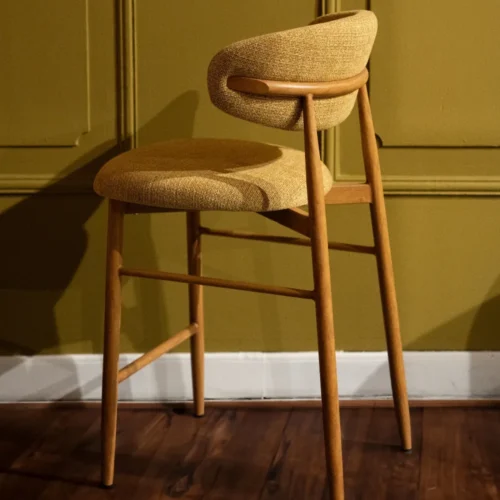 Tabouret Bar Georgia Moutarde Pied Naturel Athezza — vue 2
