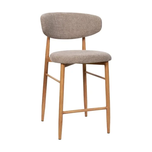 Chaises de bar Athezza Tabouret Bar Georgia Taupe Pied Naturel Athezza
