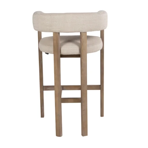 Tabouret de bar dossier enveloppant frêne et tissu écru Ethan Chloé 97 cm — vue 4