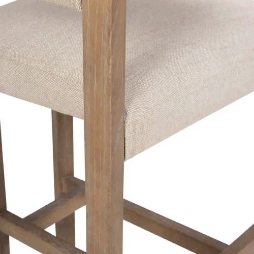 Tabouret de bar dossier enveloppant frêne et tissu écru Ethan Chloé 97 cm — vue 7