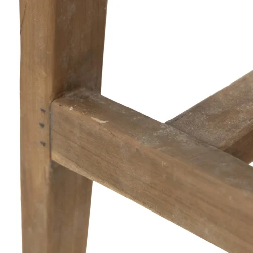 Tabouret de bar teck et cuir marron lanières entrelacées Ethan Chloé 92 cm — vue 3