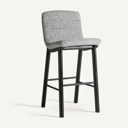 Tabouret haut Jacquard orme noir et gris Vical Home