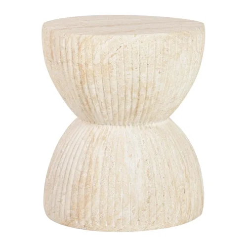 Tabourets Ethan Chloé Tabouret sablier aspect pierre claire veinée Sedit Ethan Chloé 46 cm