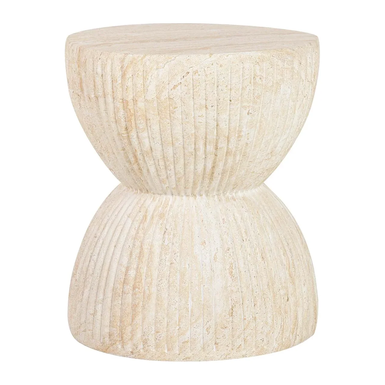 Bout de canapé sablier aspect pierre claire veinée Sedit Ethan Chloé 46 cm