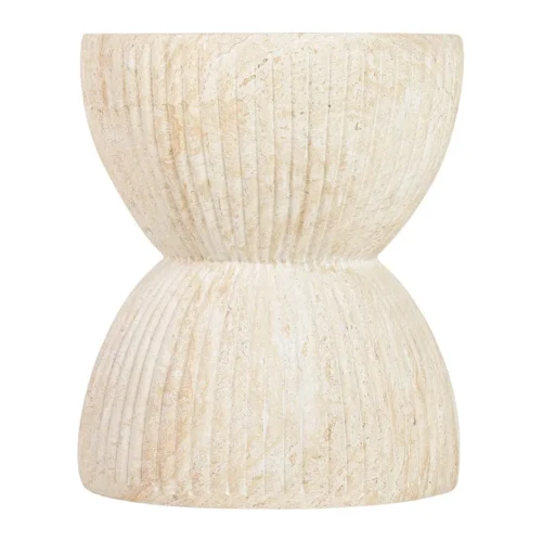 Bout de canapé sablier aspect pierre claire veinée Sedit Ethan Chloé 46 cm — vue 2