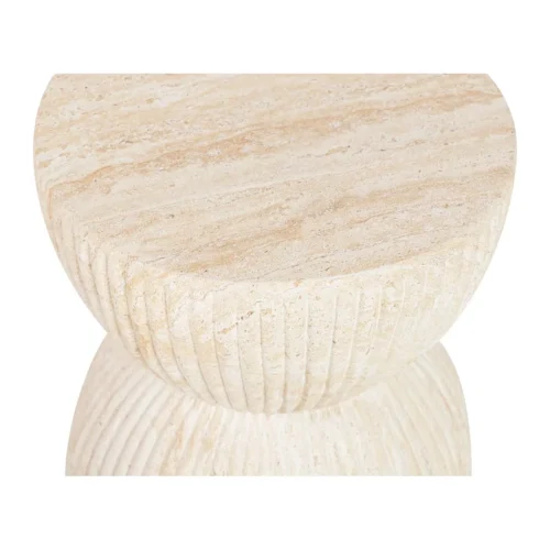 Bout de canapé sablier aspect pierre claire veinée Sedit Ethan Chloé 46 cm — vue 3