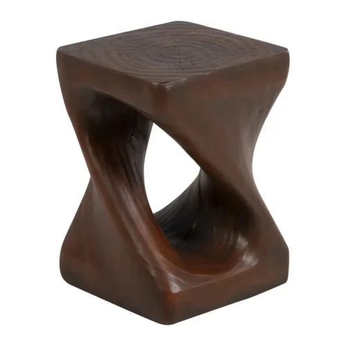 Tabouret torsadé brun foncé ajouré bout de canapé Ethan Chloé 41 cm — vue 2