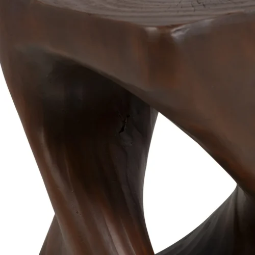 Tabouret torsadé brun foncé ajouré bout de canapé Ethan Chloé 41 cm — vue 4