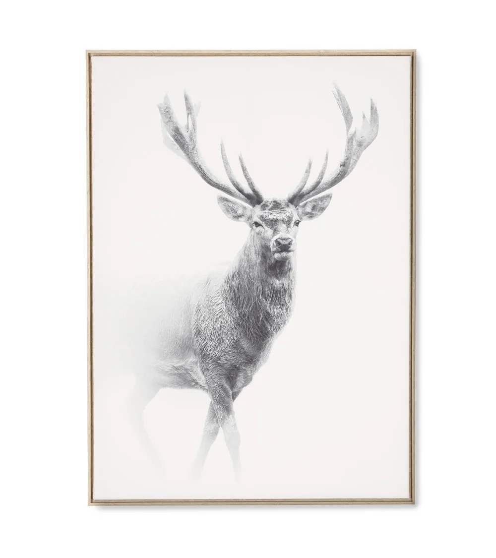 Toile Encadrée Cerf Debout N/B 104 x H144 cm Athezza