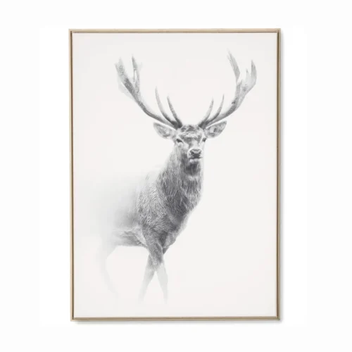Toile Encadrée Cerf Debout N/B 84 x H124 cm Athezza — vue 2
