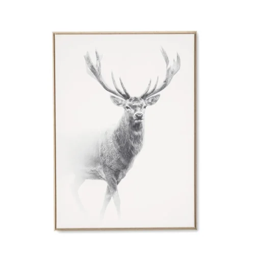 Toile Encadrée Cerf Debout N/B 84 x H124 cm Athezza