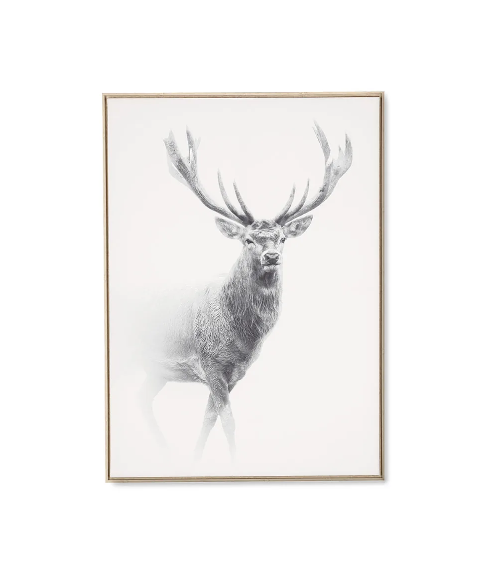 Toile Encadrée Cerf Debout N/B 84 x H124 cm Athezza
