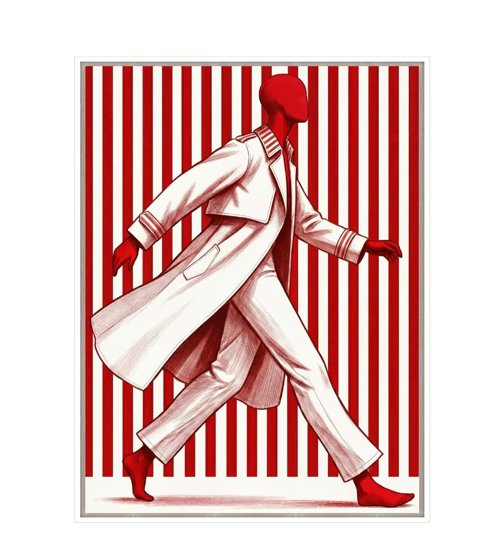 Toile Encadrée Mambo Tissu Velours Cadre Blanc Athezza