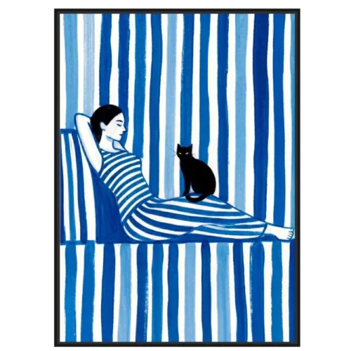 Toile Encadrée Mistral Tissu Velours Cadre Noir Athezza