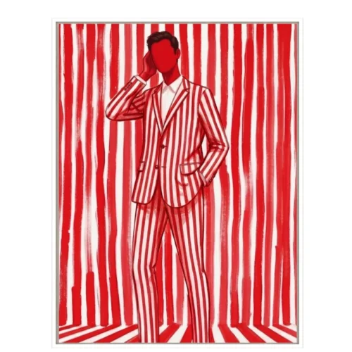 Toile Encadrée Tango Tissu Velours Cadre Blanc Athezza