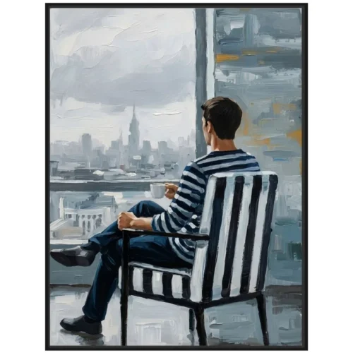 Toile Encadrée Tumulte Cadre Noir Athezza