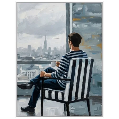 Toile Encadrée Tumulte Cadre Blanc Athezza