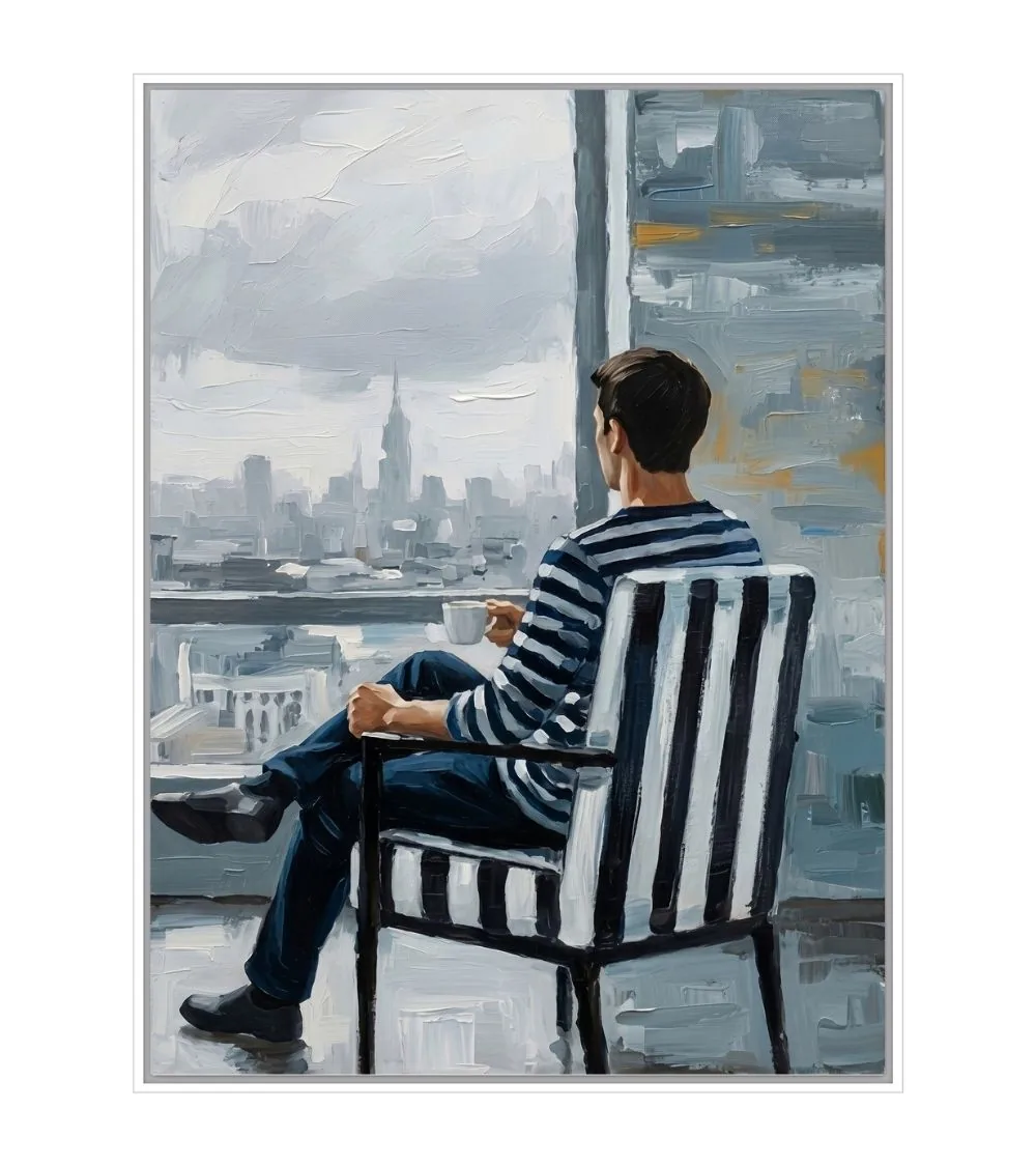 Toile Encadrée Tumulte Cadre Blanc Athezza
