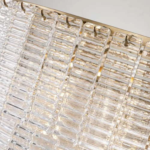 Très grand lustre en gradins de verre clair monture dorée Ethan Chloé 102 cm — vue 7