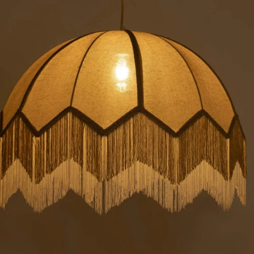 Très grande suspension dôme en lin crème double frange Ethan Chloé 91 cm — vue 2