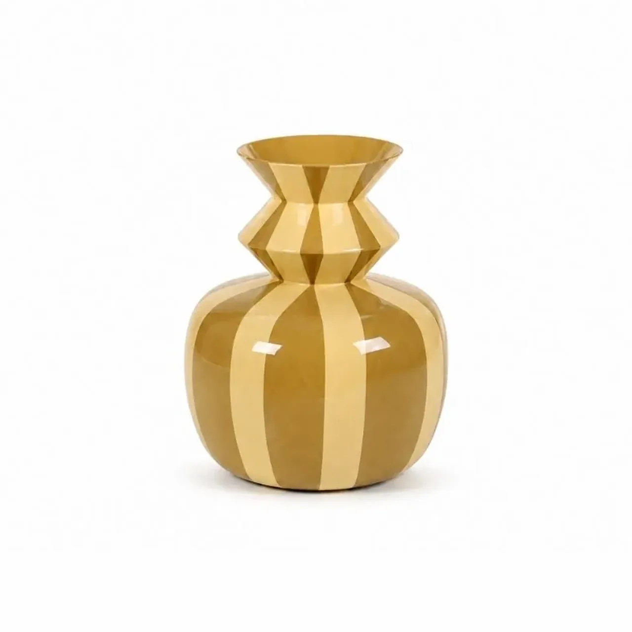 Vase Décoratif Cima Rayé Beige/Noisette Athezza