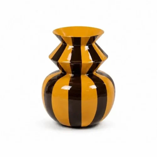 Décoration Athezza Vase Décoratif Cima Rayé Moutarde/Marron D22 x H28 cm Athezza