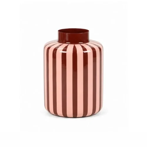 Vase Décoratif Cima Rayé Rose/Bordeaux D27 x H35 cm Athezza