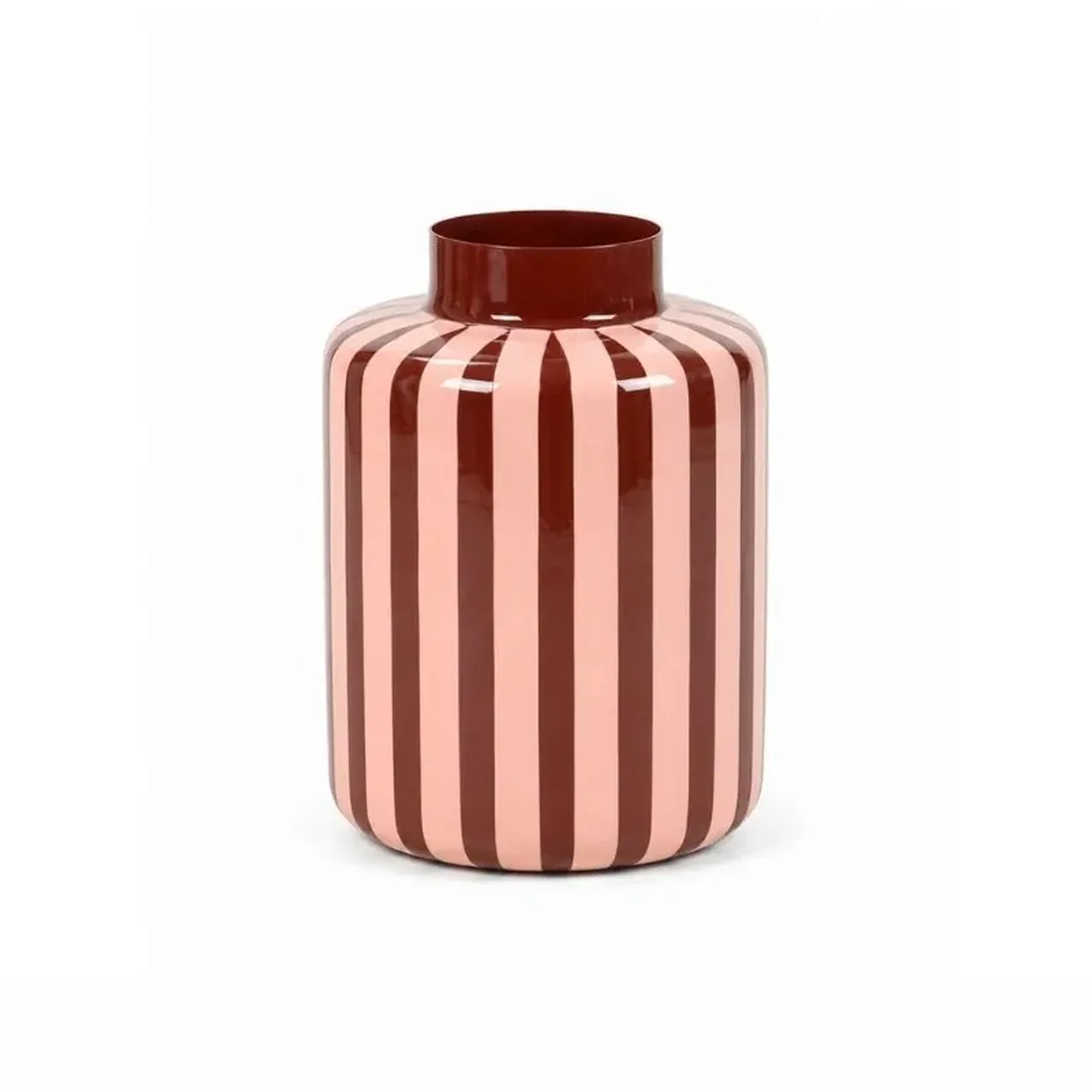 Vase Décoratif Cima Rayé Rose/Bordeaux D27 x H35 cm Athezza
