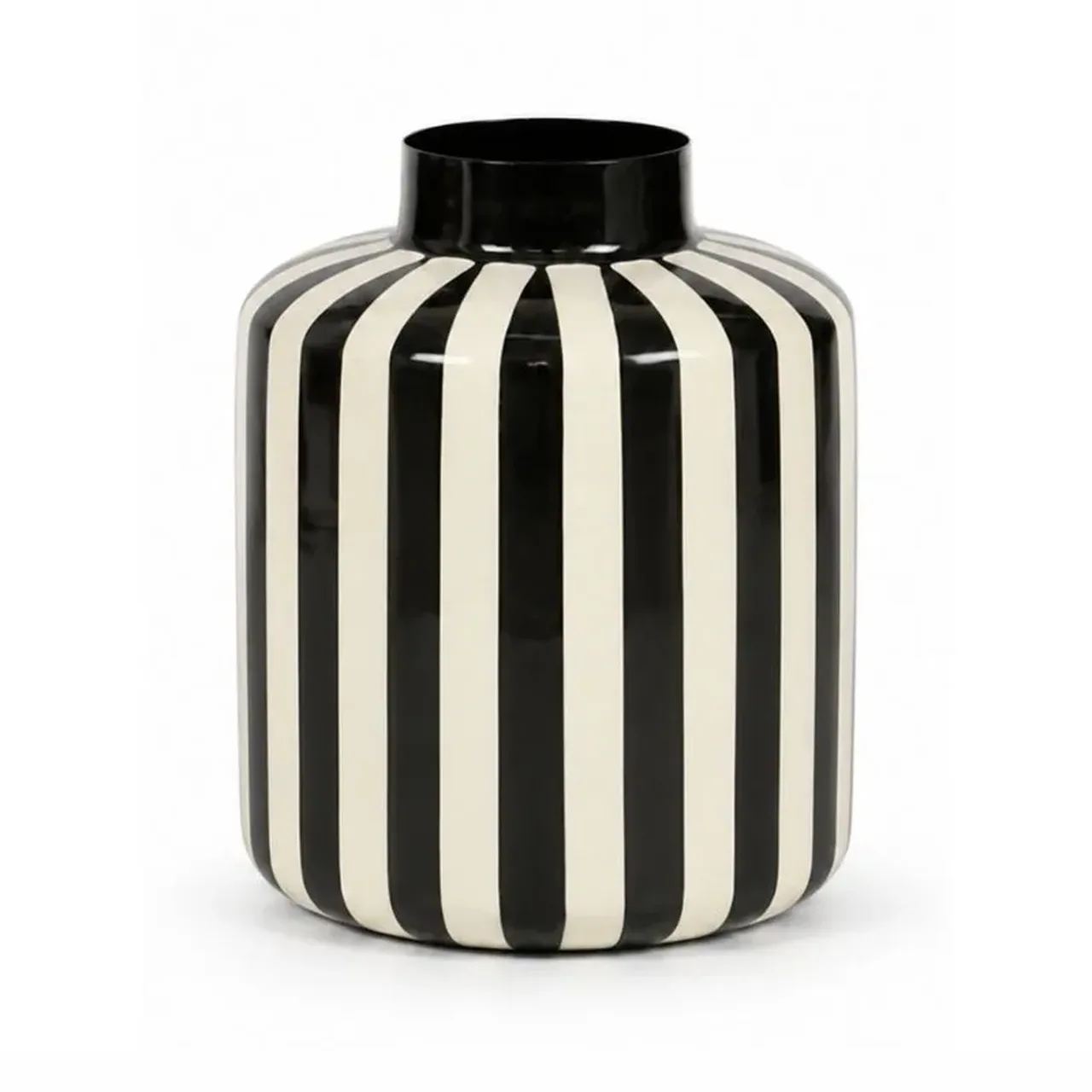 Vase Décoratif Cyma Rayé Noir/Blanc Athezza