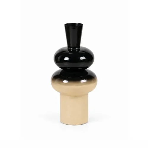 Vase Décoratif Obsidia Noir et Crème Athezza