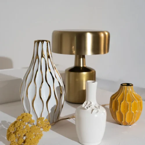 Vase Ibara Blanc et Doré Athezza — vue 2