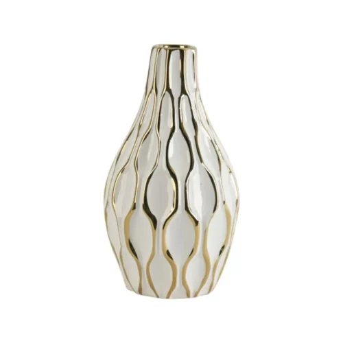 Vase Ibara Blanc et Doré Athezza