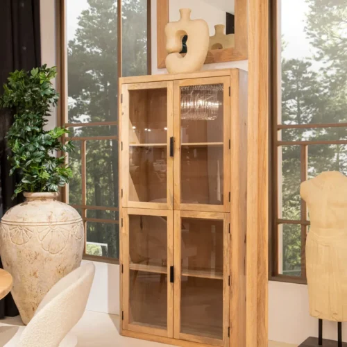 Armoires Ethan Chloé Vitrine bois de manguier Felo portes vitrées Ethan Chloé 200 cm