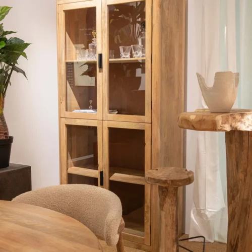 Vitrine bois de manguier Felo portes vitrées Ethan Chloé 200 cm — vue 3